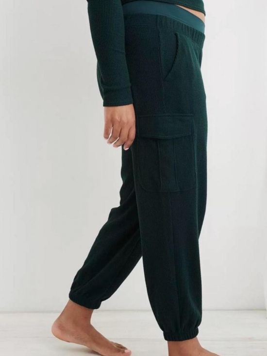 aerie Pants - Aerie Waffle Joggers Cargo Style Green Size Medium Loungewear Cozy